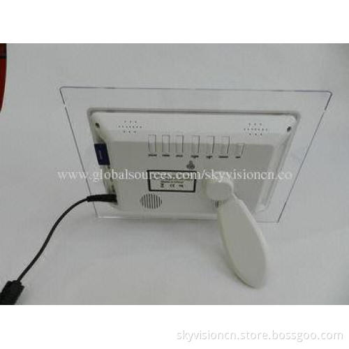 Digital photo frame with video loop play, easy to fixe on all kinds of shelf, encryption is optional